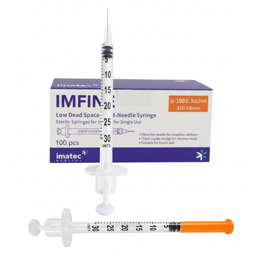 IMFINE Low Dead Space Fixed Needle Syringes (Box of 100)