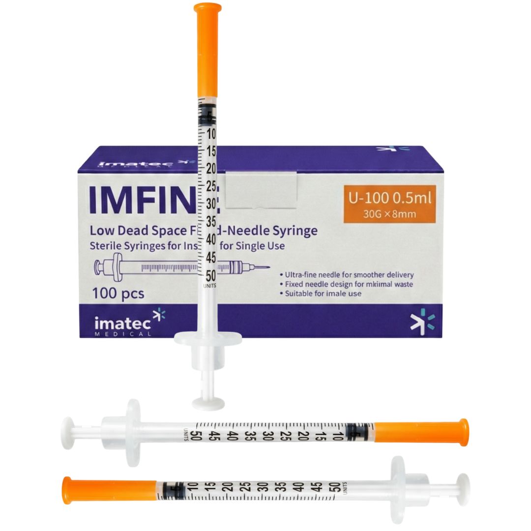 IMFINE syringes with packaging on a white background